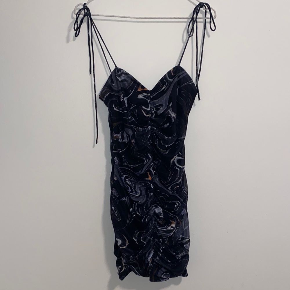 Elegant Black Swirl Mini Dress